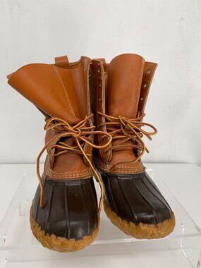 L.L. Bean Womans 7M Brown Rain Duck Boots 7" Shaft Tumbled Leather